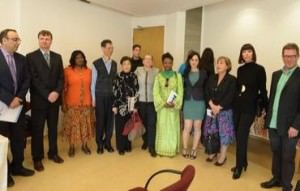 Foreign dignitaries tour the NA'AMAT Glickman Center for the Prevention and Treatment of Domestic Violence in the Family in Tel Aviv on Thursday Photo: GPO